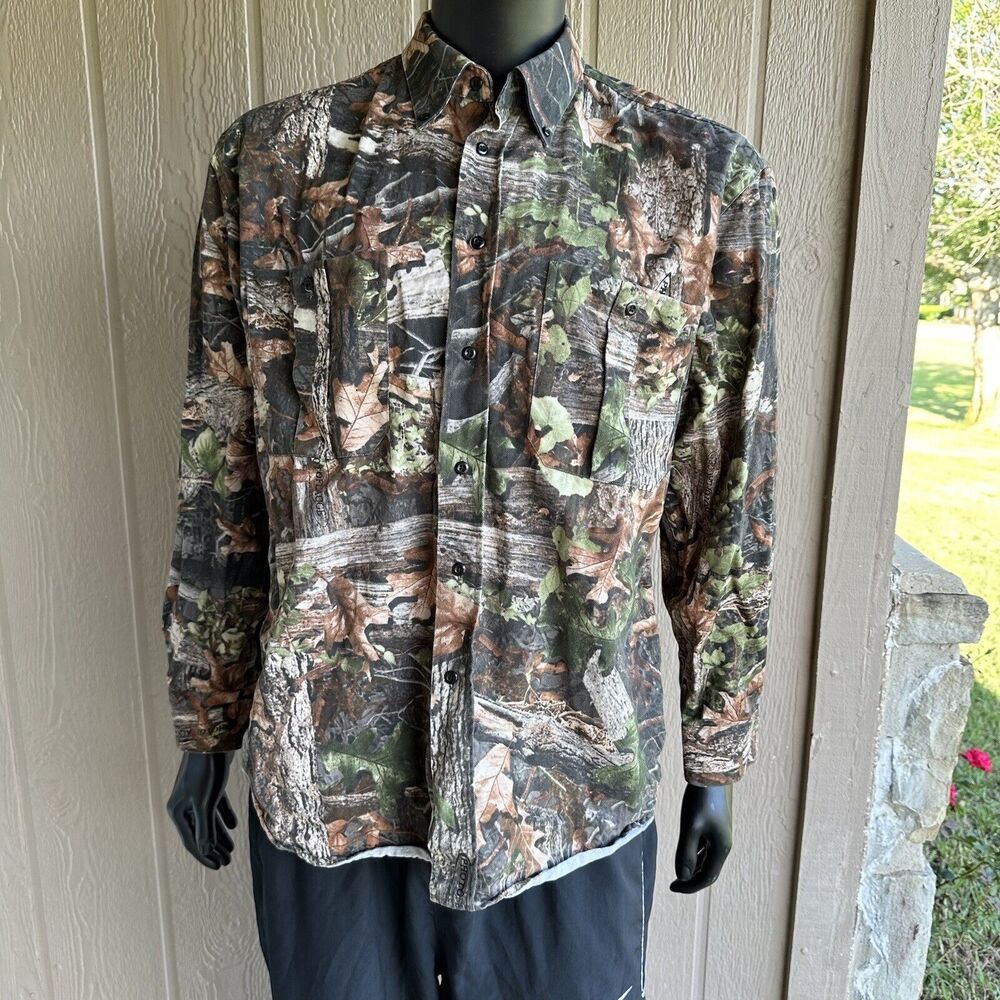 Brents Outdoors Shirt Mens L Button Up‎ Camouflage Hunting Outdoor Brush Popper